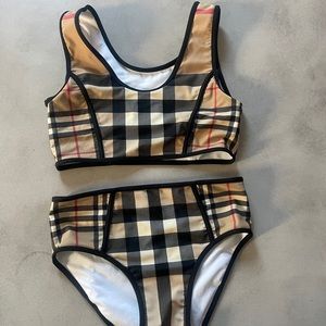 Girls Burberry swim suit 2pieces wore once runs like size 10